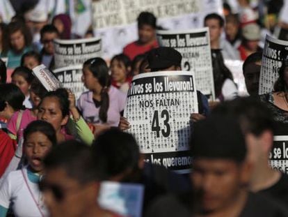 Manifestação na Cidade do México pelo assassinato dos 43 estudantes.