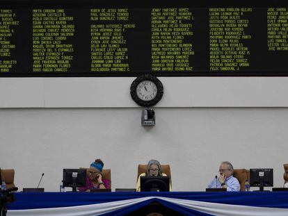 A Mesa Diretora do Parlamento da Nicarágua, nesta terça-feira, em Manágua.