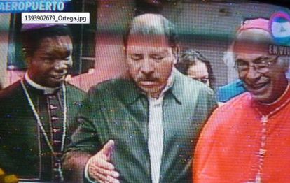 O presidente Ortega, nesta segunda-feira em uma imagem do Canal 6 da Nicarágua.