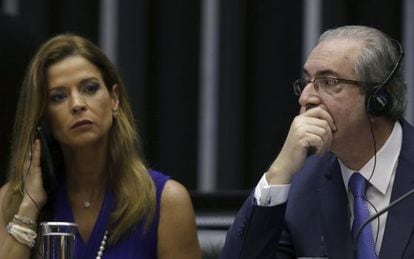 Cláudia Cruz e Eduardo Cunha na Câmara no dia 5.