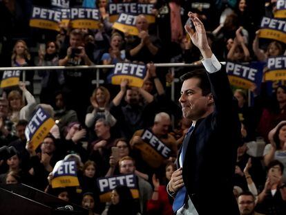 O então pré-candidato Pete Buttigieg participa de ato de campanha em Raleigh, Carolina do Norte, no sábado.
