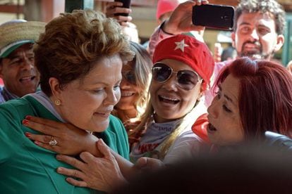 Dilma Rousseff durante campanha em Brasília.