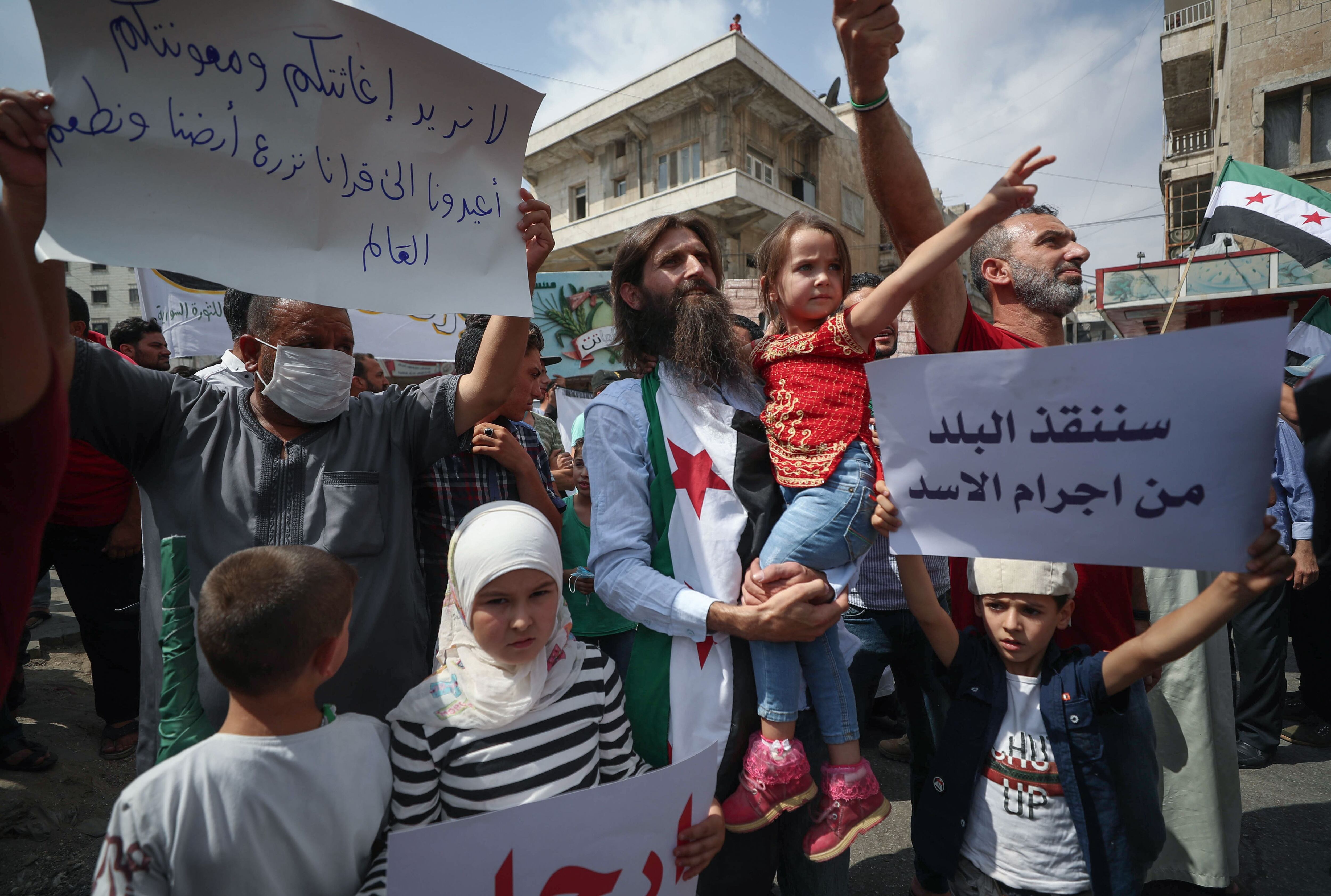 Protesto contra Bashar al-Assad, em setembro passado, na rebelde cidade de Idlib, na Síria.