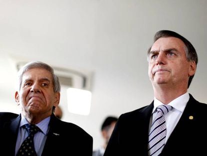 Heleno e Bolsonaro, no dia 7,em Brasília.