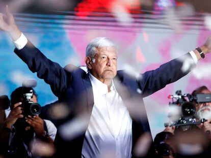 Andres Manuel Lopez Obrador durante discurso de vitória 