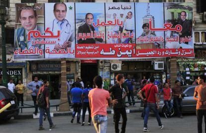 Propaganda eleitoral do general Al-Sisi nas ruas do Cairo.