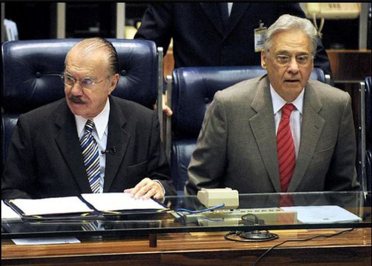 FHC e Sarney nas comemorações dos 15 anos do Real.