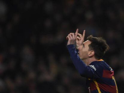 Messi celebra seu gol contra o Athletic.