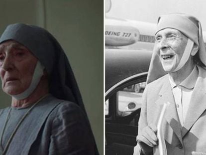 À esquerda, a atriz Jane Lapotaire interpretando a princesa na terceira temporada de ‘The Crown’. À direita, a verdadeira Alice de Battenberg ao chegar a Londres, em 1965.
