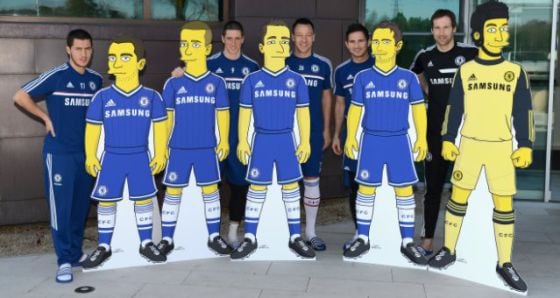 Fernando Torres, entre os cinco jogadores do Chelsea caricaturados.