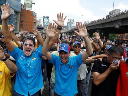Capriles na quinta-feira em uma manifestação de protesto em Caracas.