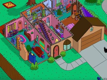 Recriação da casa dos Simpsons pelo ilustrador Andrew Delong.