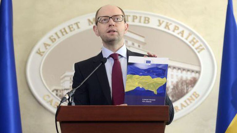 O premiê ucraniano, Arseni Yatseniuk, durante entrevista coletiva em Kiev.