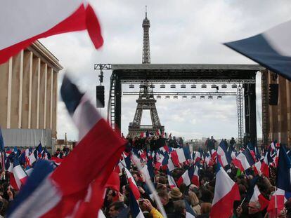 Manifestação de apoio a Fillon, no domingo em Paris.