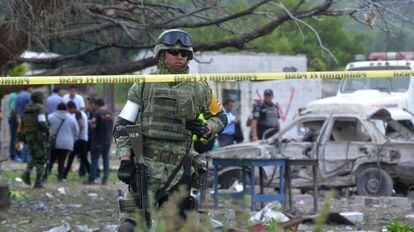 Local da explosão em Tultepec, Estado do México.