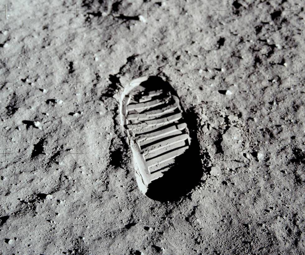 Impressão lunar de Edwin Aldrin, em 20 de julho de 1969.