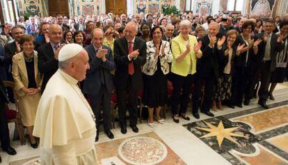 Papa Francisco em encontro na Cidade do Vaticano.