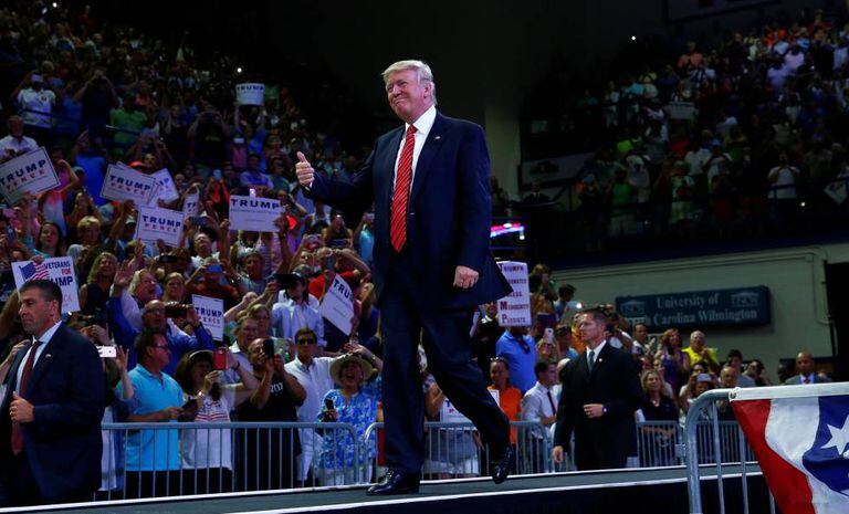 Donald Trump antes de seu discurso na Carolina do Norte.