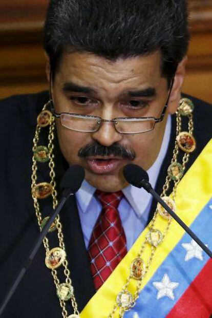 Nicolás Maduro, presidente da Venezuela, em seu discurso perante a Assembleia Nacional no dia 15 de janeiro.