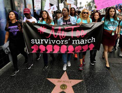 Mulheres vítimas de assédio sexual durante a passeata.