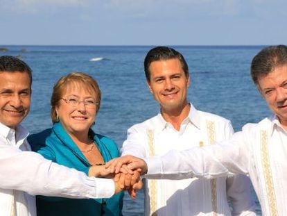 Humala, Bachelet, Peña Nieto e Santos, no México.