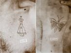 A la izquierda, Nuestra Señora de Aparecida, patrona de Brasil, a la derecha una mariposa, tatuadas ambas sobre el pecho de sendos reclusos, fotografiados para una investigación científica en la prisión de Carandirú, en São Paulo, entre 1920 y 1940.
