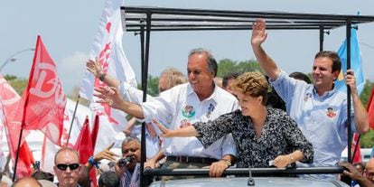 Dilma e Pez&atilde;o em campanha pelo Rio.