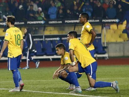 A seleção brasileira, após perder para o Paraguai.