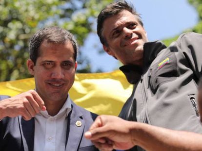 Juan Guaidó e Leopoldo López em 30 de abril de 2019, em Caracas.