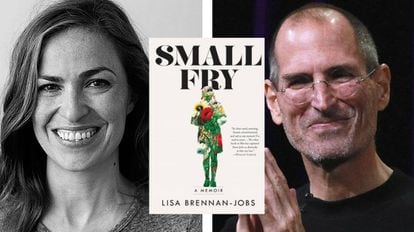 Lisa Brennan-Jobs, a capa de seu livro de memórias, e o pai, Steve Jobs.