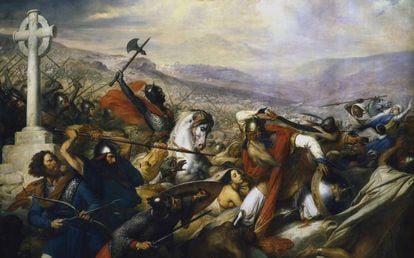 'A batalha de Poitiers', óleo pintado em 1837 por Charles de Steuben.