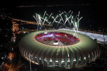 Vista aérea do estádio Beira-Rio, uma das arenas da Copa.