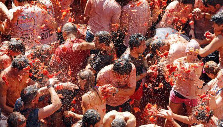 Registro da festa da Tomatina.