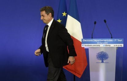 Nicolás Sarkozy, ontem em Paris.