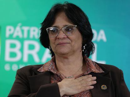 A ministra da Mulher, da Família e dos Direitos Humanos, Damares Alves, em cerimônia em Brasília 20 de novembro de 2019