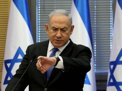 O primeiro-ministro israelense, Benjamín Netanyahu, na quarta-feira no Parlamento.