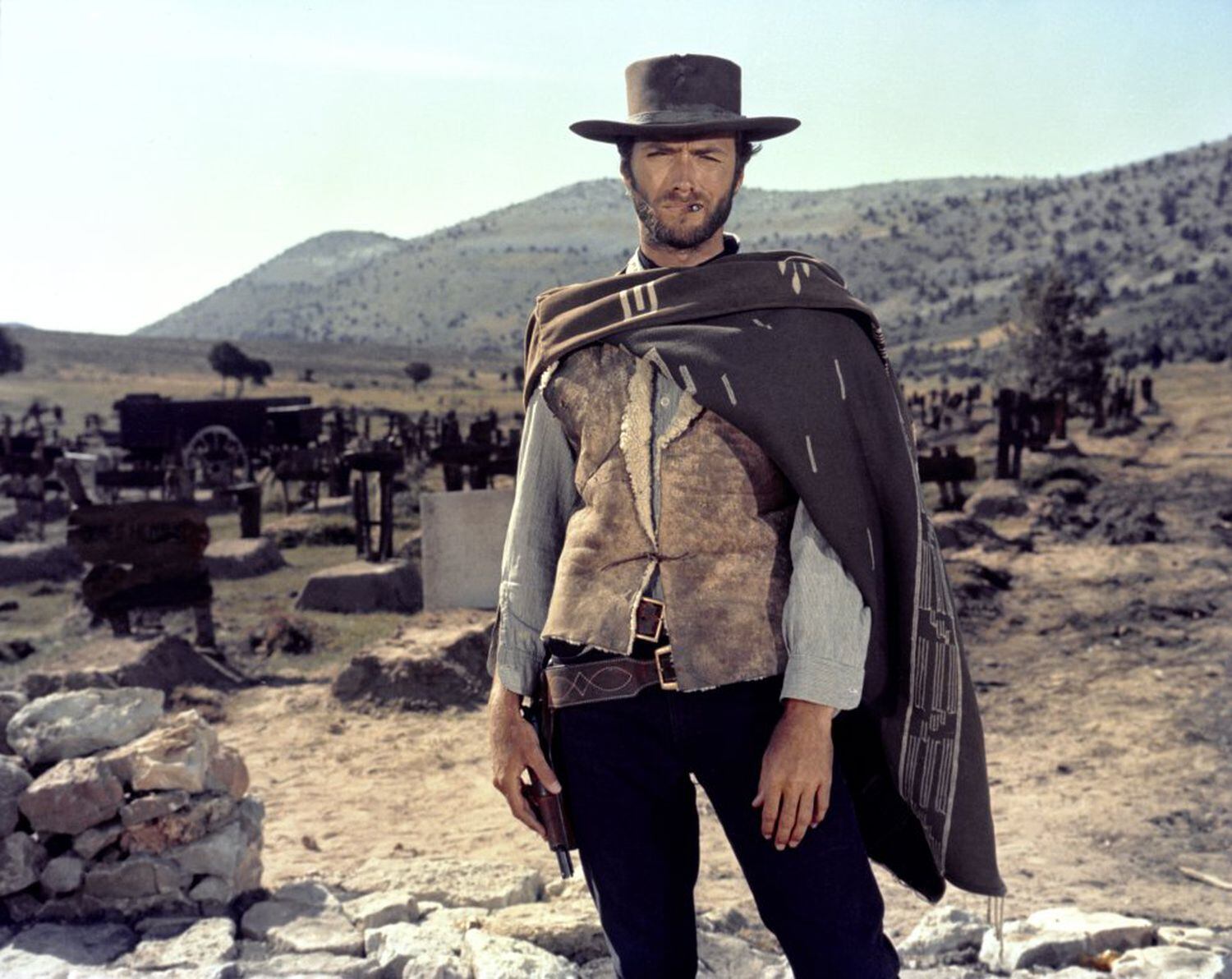 Clint Eastwood em "Três homens em conflito", 1966.