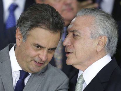 Aécio Neves e Michel Temer, em maio do ano passado, alvo das acusações dos executivos da JBS.