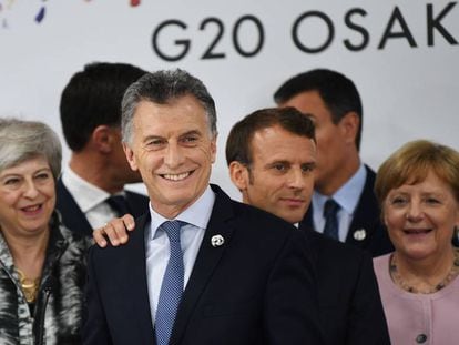 Macri entre líderes europeus durante a cúpula do G20 em Osaka.