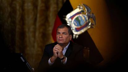O presidente do Equador, Rafael Correa, numa entrevista coletiva em Quito, na quarta-feira.