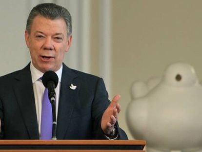 O presidente da Colômbia, Juan Manuel Santos, na Casa de Nariño, a residência presidencial.