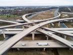 Rosedale (United States), 31/03/2021.- An image made with a drone shows a highway interchange in Rosedale, Maryland, USA, 31 March 2021. US President Joe Biden is expected to release his 2 trillion US dollar infrastructure package later in the day. (Estados Unidos) EFE/EPA/JIM LO SCALZO