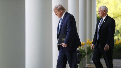 O presidente Donald Trump e o vice Mike Pense em uma imagem de abril de 2020, na Casa Branca.