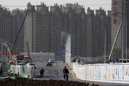 Construção de edifícios residenciais em Pequim.