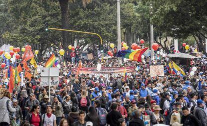 O Parque Nacional de Bogotá durante a manifestação desta quarta-feira.