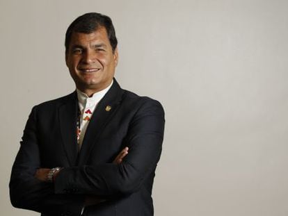 O presidente do Equador, Rafael Correa, depois da entrevista em Madri na quinta-feira passada.