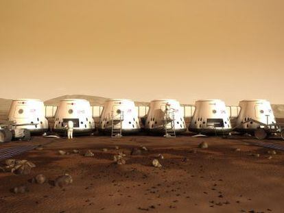 Ilustração da colônia marciana do projeto Mars One.