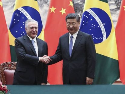 Michel Temer em Pequim com o presidente chinês, Xi Jinping.