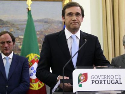 O primeiro-ministro de Portugal, Pedro Passos Coelho, no momento em que anuncia a saída "limpa" do resgate.