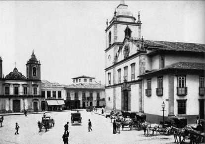 A Matriz da Sé, em foto de Militão Augusto
de Azevedo, década de 1860 reproduzida no livro 'Tebas, um negro arquiteto na São Paulo escravocrata'.